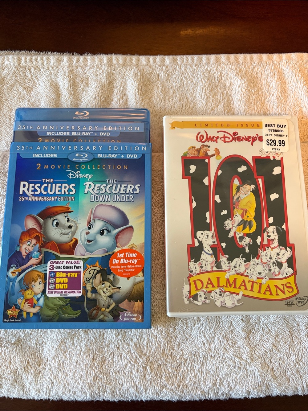Disney (Blu-ray)DVD Set The Rescuers, Rescuers Down Under& 101 Dalmatians  NWT